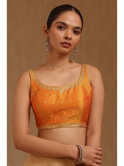 Soch - Mustard Tussar Embroidered Sleeveless Blouse
