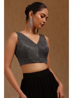Soch - Charcoal Spandex Solid Sleeveless Blouse
