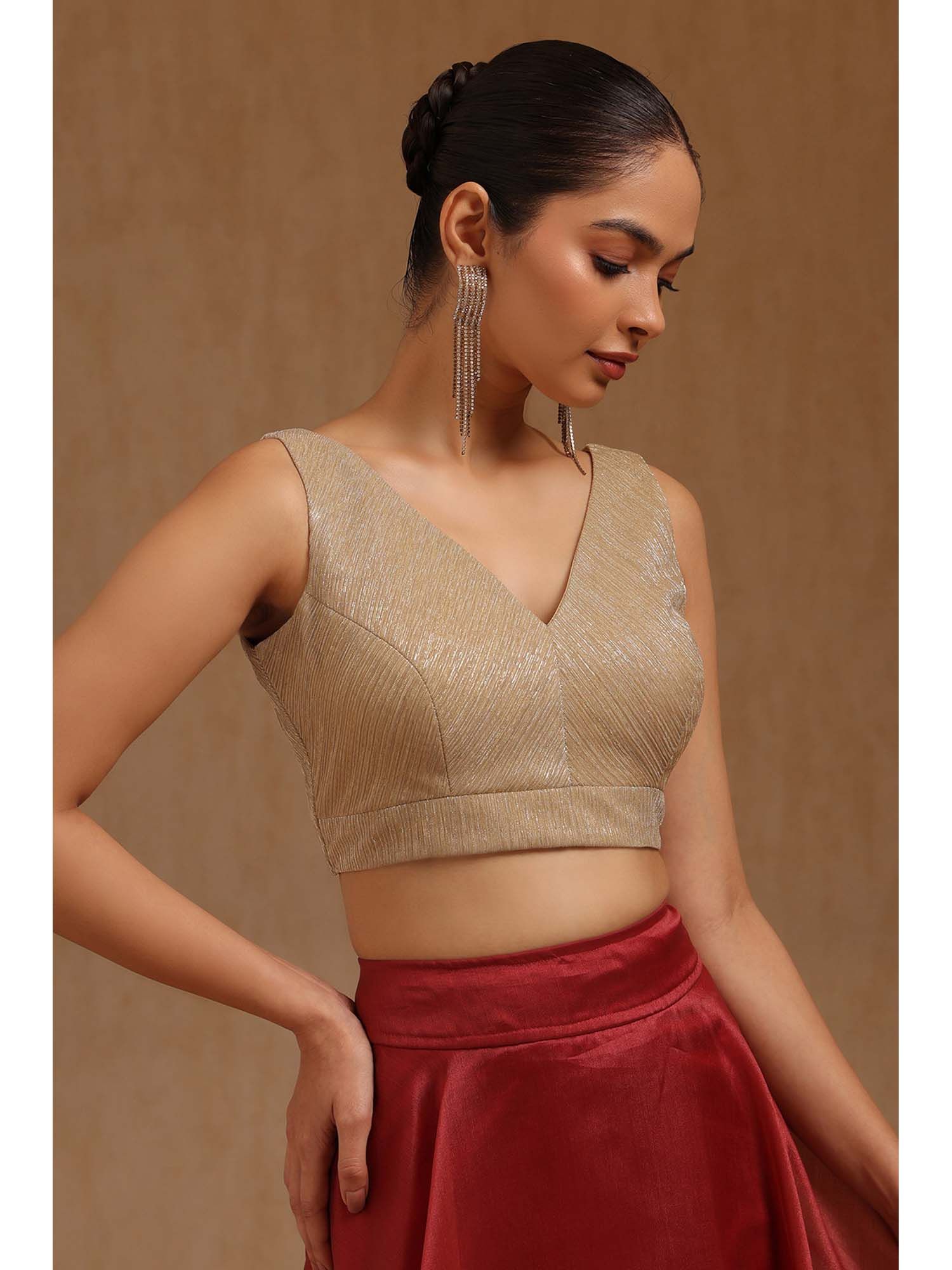 soch Beige Spandex Solid Sleeveless Blouse-picture-32