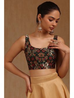 Soch - Black Tussar Floral Sleeveless Blouse