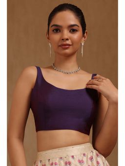 Soch - Purple Art Silk Solid Sleeveless Blouse