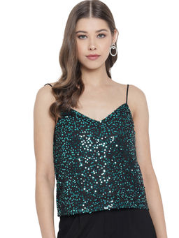Trend Arrest - Green Sequence Cami Top