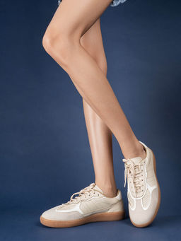 Inc.5 - Women Beige Casual Solid Round Toe Sneakers