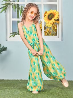 Lil Peacock - Stylish Rayon Spaghetti Top With Harem Pants Set - Green (Set of 2)