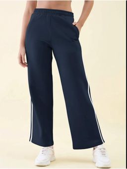 98 Degree North - Navy Blue Women Cotton Mid-Rise Straight-Fit Track Pant