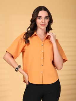 Gipsy - Orange Solid Cotton Shirt