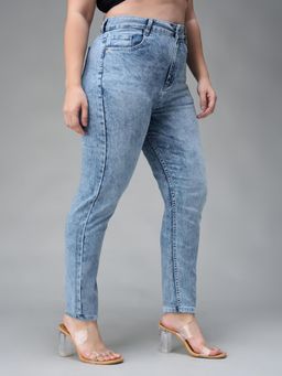 Miss Chase - A+ Curve Collection Plus Size Light Blue Stretchable Jeans