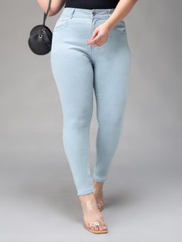 Miss Chase - A+ Curve Collection Plus Size Light Blue Skinny High Rise Jeans