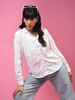 CRIMSOUNE CLUB - Womens White Embroidered Shirt