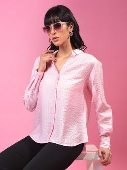 CRIMSOUNE CLUB - Womens Pink Vertical Stripes Shirt