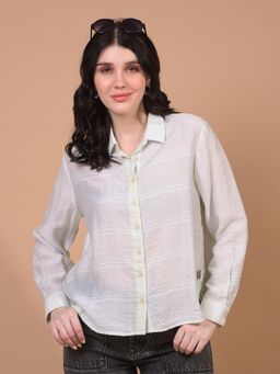 CRIMSOUNE CLUB - Womens Green Horizontal Stripes Shirt