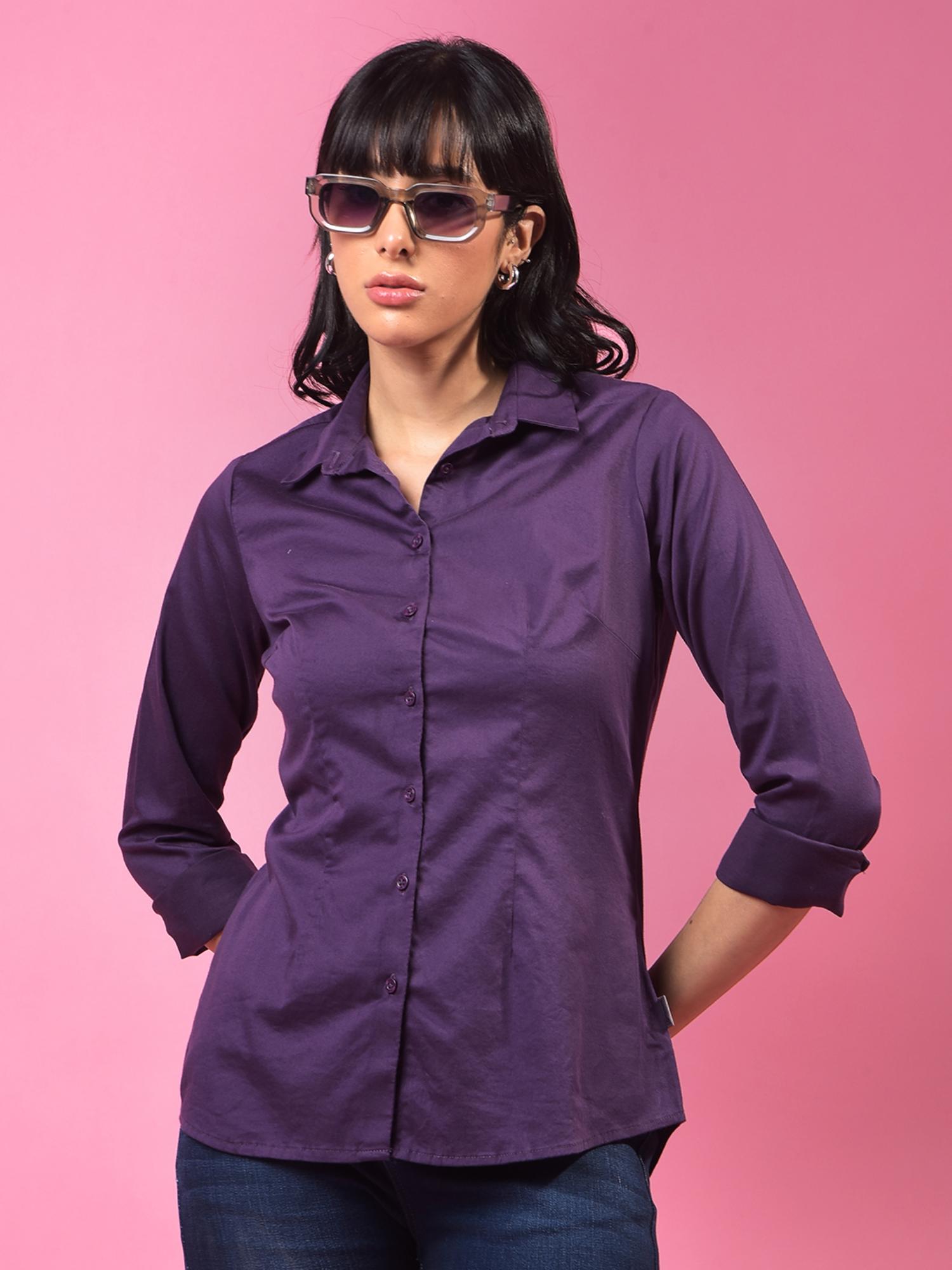crimsoune club Womens Purple Solid Shirt-picture-14