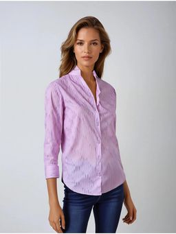 CRIMSOUNE CLUB - Womens Pink Vertical Stripes Shirt