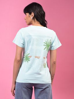 CRIMSOUNE CLUB - Womens Blue Graphic Print T-Shirt