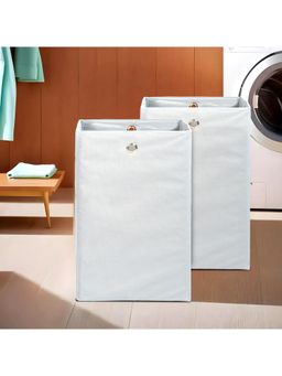 Kuber Industries - Foldable Laundry Basket With Holding Rings 80 Ltr Plain Grey (Pack of 2)