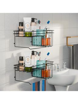 Kuber Industries - Self Adhesive Shower Caddy For Bathroom Hanging With Shampoo Black (Pack of 2)