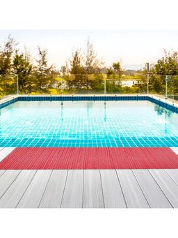 Kuber Industries - 2X8 Ft Pvc Rubber Multipurpose Bathing & Swimming Pool Mat Red