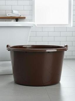 Kuber Industries - 50 Ltr Plastic Deep Bath Tub Large Capacity with Handle Grip Brown