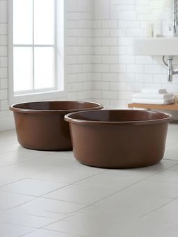 Kuber Industries - 2 Pcs Plastic 45 Ltr Bathing Tub Large Capacity For Home Basin - Grey (Pack of 2)