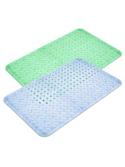 Kuber Industries - Pvc Transparent Round Check Bathroom Mat shower Bath Mat pack Of 2Multi