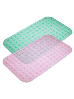 Kuber Industries - Pvc Transparent Round Bathroom Mat With Drain Holes pack Of 2Multi