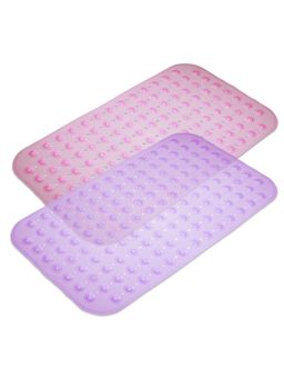 Kuber Industries - Pvc Transparent Round Bathroom Mat With Drain Holes pack Of 2Multi