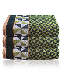 Kuber Industries - Tringle Printed Soft Cotton Bath Towel (Green)
