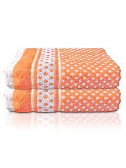 Kuber Industries - Dot Printed Soft Cotton Bath Towel (Orange)