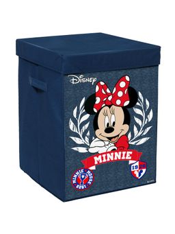 Kuber Industries - Disney Minnie Foldable Laundry Basket Clothes With Handle & Lid (Navy Blue)