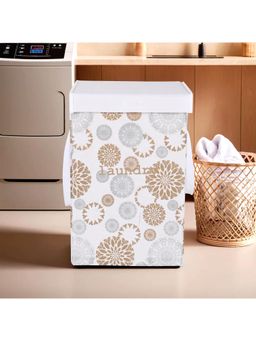 Kuber Industries - 75 Ltr Gola Foldable Laundry Basket Lid & Handles White