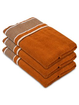 Kuber Industries - Luxurious, Soft Cotton Bath Towel With Check Border (Brown)