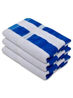 Kuber Industries - Lining Design Soft Cotton Bath Towel (Blue & White)