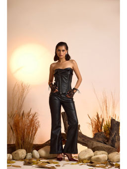 The Clothing Factory - Faux Leather Black Chain-Detail Co-Ord Set