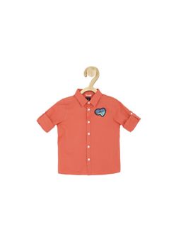 Allen Solly Junior - Boys Peach Slim Fit Textured Casual Shirt Peach