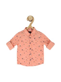 Allen Solly Junior - Boys Peach Slim Fit Print Casual Shirt Peach