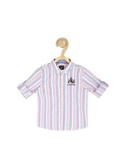 Allen Solly Junior - Boys White Slim Fit Stripe Casual Shirt White