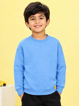 KiddoPanti - Boys Cotton Fleece Full Sleeves Solid Sweatshirts (Pack of 2)