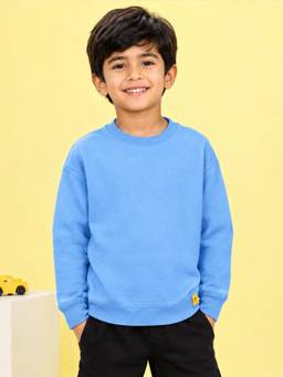 KiddoPanti - Boys Cotton Fleece Full Sleeves Solid Sweatshirts (Pack of 2)
