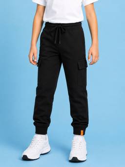 KiddoPanti - Boys Cotton Knit Cargo Pocket Joggers (Pack of 3)