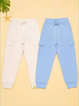 KiddoPanti - Boys Cotton Fleece Cargo Pocket Joggers (Pack of 2)
