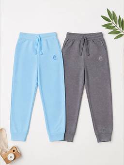 KiddoPanti - Boys & Girls Cotton Knit Solid Joggers (Pack of 2)