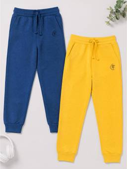 KiddoPanti - Boys & Girls Cotton Knit Solid Joggers (Pack of 2)
