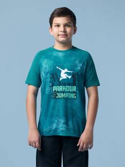 Technosport - Boy'S Printed Slim Fit Sports T-Shirt With Technolite - Turquoise
