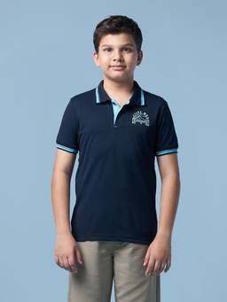 Technosport - Boy'S Solid Regular Fit Sports Polo T-Shirt With Technodry - Navy Blue