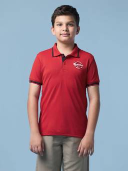Technosport - Boy'S Solid Regular Fit Sports Polo T-Shirt With Technodry - Red