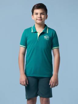 Technosport - Boy'S Solid Regular Fit Sports Polo T-Shirt With Technodry - Turquoise
