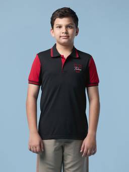 Technosport - Boy'S Solid Regular Fit Sports Polo T-Shirt With Technodry - Black