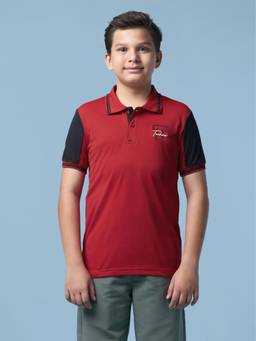 Technosport - Boy'S Solid Regular Fit Sports Polo T-Shirt With Technodry - Red