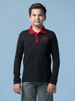 Technosport - Boy'S Solid Regular Fit Sports Polo T-Shirt With Technodry - Black