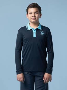 Technosport - Boy'S Solid Regular Fit Sports Polo T-Shirt With Technodry - Navy Blue